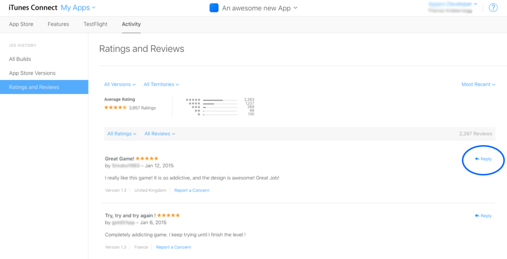 Submitting a reply on iTunes Connect