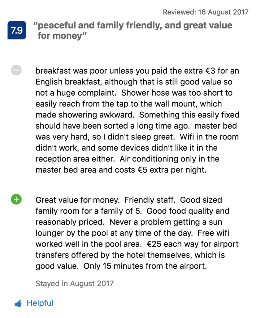 Booking review